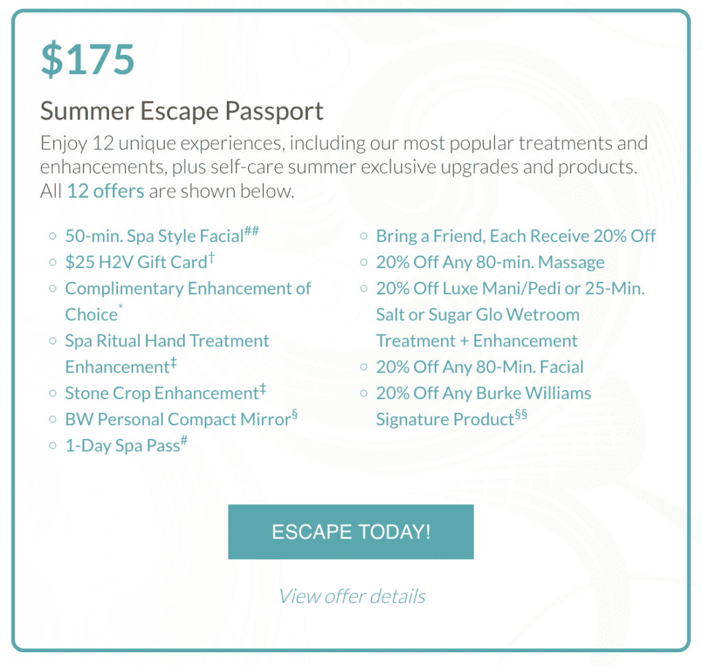 If you love pampering yourself at the spa, checkout Burke Williams Self-Care Summer Escape Passports which offers fab spa perks for a steal